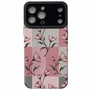 iPhone Phone Case Vertical Grain PU Leather Floral Patchwork Pattern